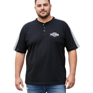 Harley-Davidson Black and Gray Henley Shirt